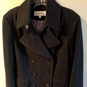Calvin Klein Womens black wool peacoat size 6